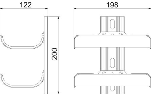 Calha de condução de cabos duplo 200x200x123 Aço galvanizado por imersão a quente após maquinação