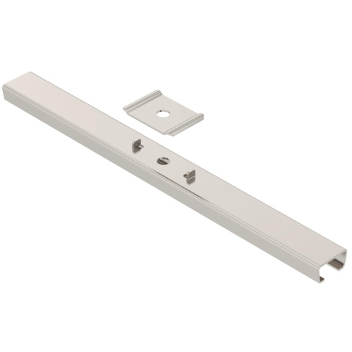 Suspensão central para varão, com peça de aperto B370mm Aço inoxidável A4 1.4404 brilhante, pós-tratamento aço inoxidável