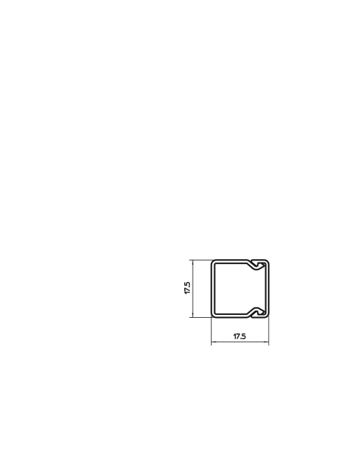 Calha com base perfurada 20x20x2000 Policloreto de vinilo cinzento claro RAL 7035