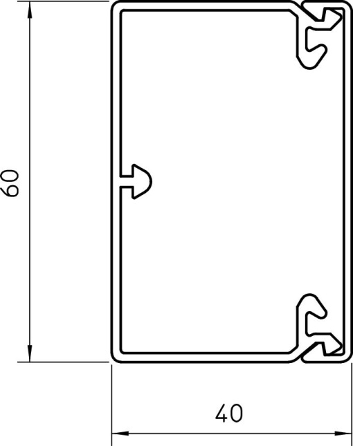 Calha com base perfurada 2000x60x40 Policloreto de vinilo preto RAL 9005