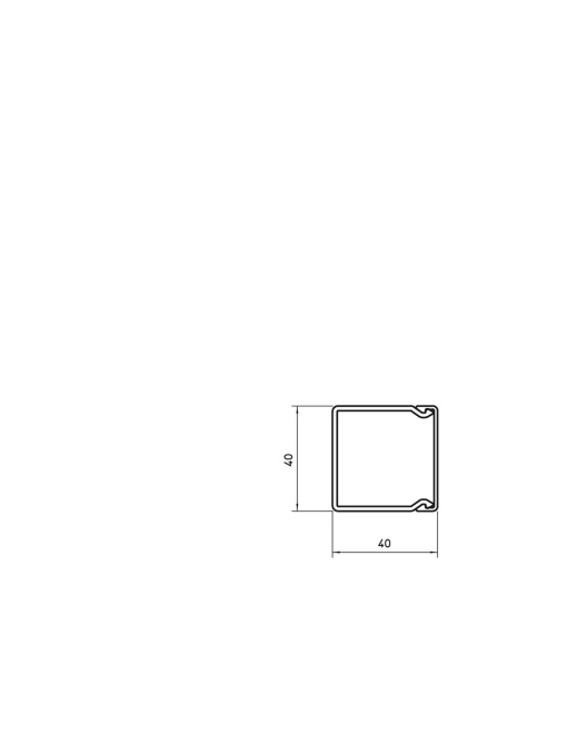 Calha com base perfurada 40x40x2000 Policloreto de vinilo cinzento claro RAL 7035