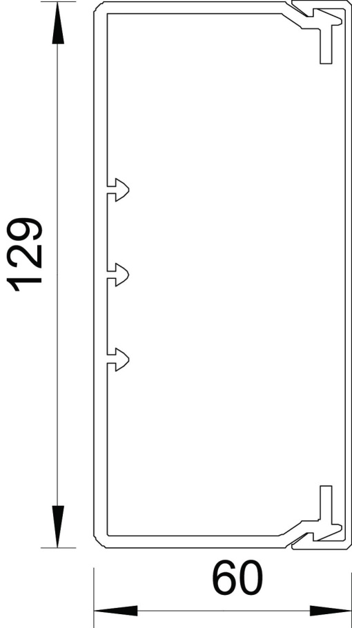 Calha com base perfurada 60x130x2000 Policloreto de vinilo cinzento claro RAL 7035
