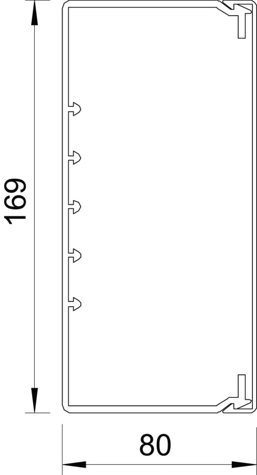 Calha com base perfurada 80x170x2000 Policloreto de vinilo cinzento claro RAL 7035