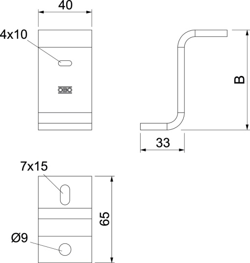 Suporte Z para BKRS para altura de sistema 110 mm 65x40x75 Aço galvanizado por imersão a quente após maquinação