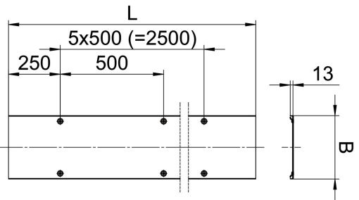 Tampa com chapa em xadrez Espaçamento ferrolhos 500mm 200x3000 AlumínioAço alumínio