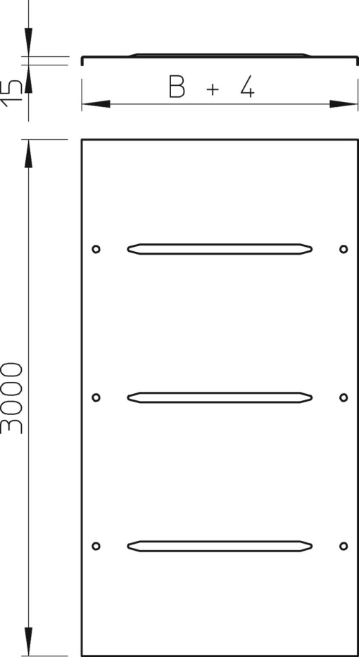 Tampa com ferrolho para c. cabos chapa e escada 300x3000 Aço inoxidável 1.4571 A4 1.4571 brilhante, pós-tratamento aço inoxidável