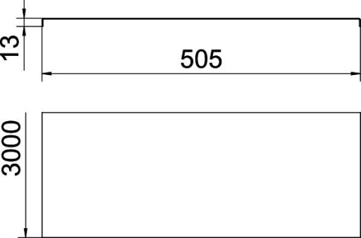 Tampa não perfurada para c. cabos chapa e varão 500x3000 Aço inoxidável, livre de ferrugem A2 1.4301 brilhante, pós-tratamento