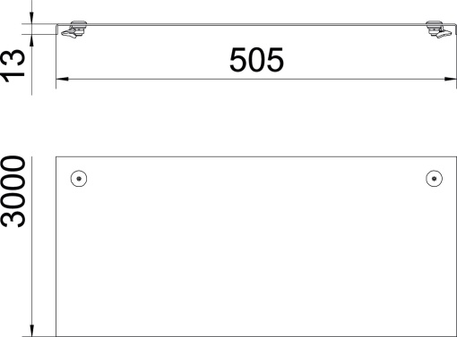 Tampa com ferrolho para c. cabos chapa e escada 500x3000 Aço inoxidável, livre de ferrugem 1.4301 A2 1.4301 brilhante, pós-tratamento aço inoxidável