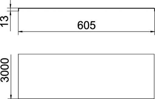 Tampa não perfurada para c. cabos chapa e varão 600x3000 Aço inoxidável A4 1.4571 brilhante, pós-tratamento