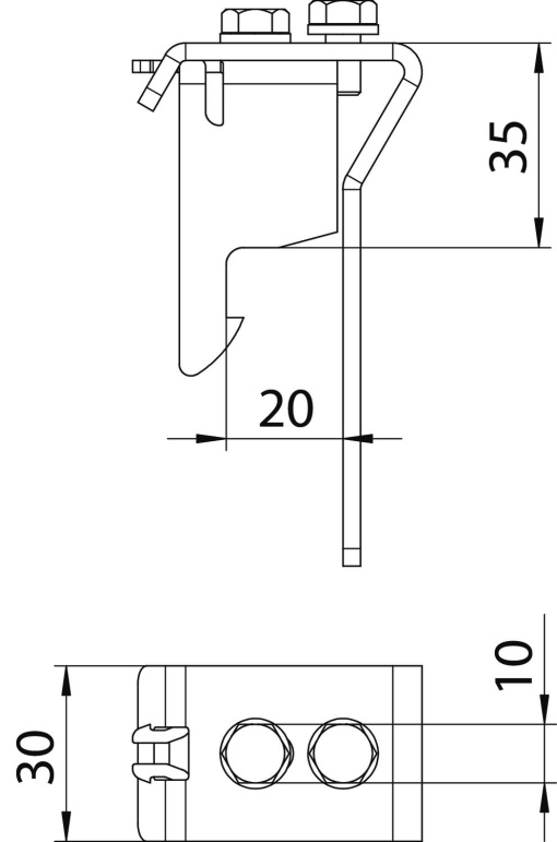 Espaçador para tampas de grande vãos 35x30 Aço inoxidável, livre de ferrugem A2 1.4301 brilhante, pós-tratamento