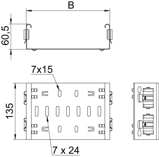 União rápida com união de encaixe rápido 60x400 Aço Galvanização continuazincoalumínio, Double Dip