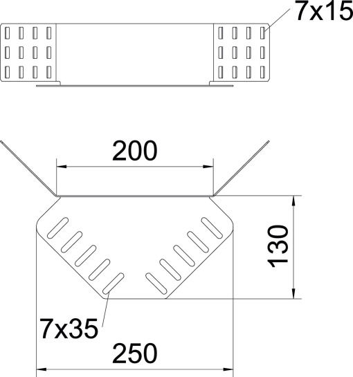 Conector de canto para caminho de cabos em chapa Aço galvanizado pelo método Sendzimir