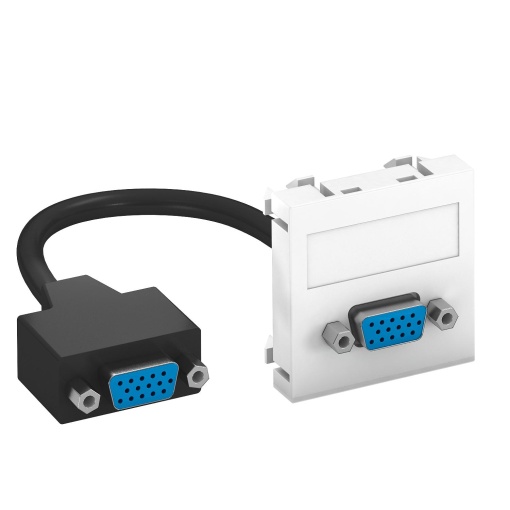 Suporte multimédia VGA com cabo, fêmea-fêmea 45x45mm Policarbonato branco puro RAL 9010