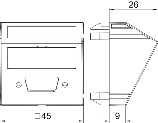 Suporte multimédia VGAD-Sub9 sem fichatomada 45x45mm Policarbonato alumínio lacado