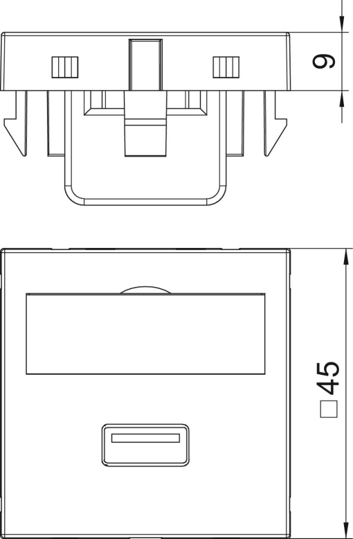 Suporte multimédia USB 3.0 A-A com cabo, fêmea-fêmea 45x45mm Policarbonato cinzento antracite RAL 7021