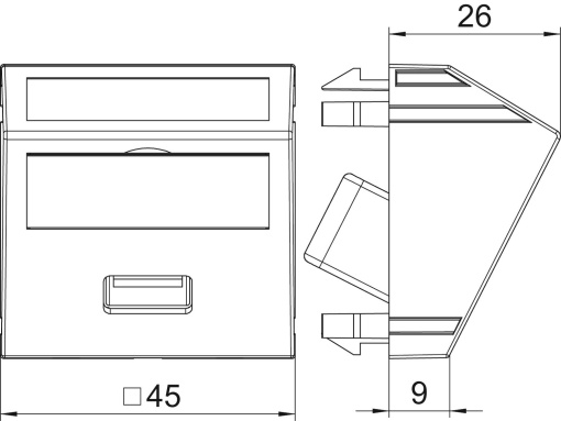 Suporte multimédia USB 3.0 A-A com cabo, fêmea-fêmea 45x45mm Policarbonato cinzento antracite RAL 7021