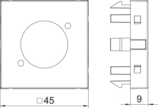 Espelho multimédia XLR sem fichatomada 45x45mm Policarbonato branco puro RAL 9010
