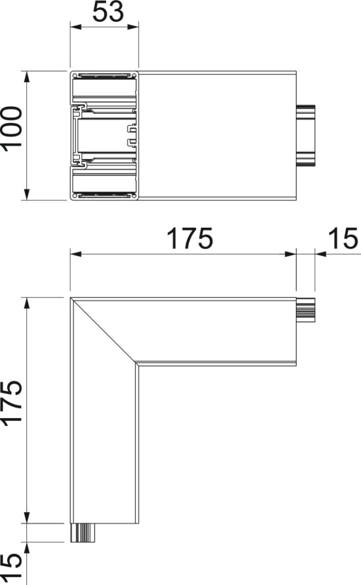 Ângulo externo Alumínio, rígido 53x100x175 Alumínio branco puro RAL 9010