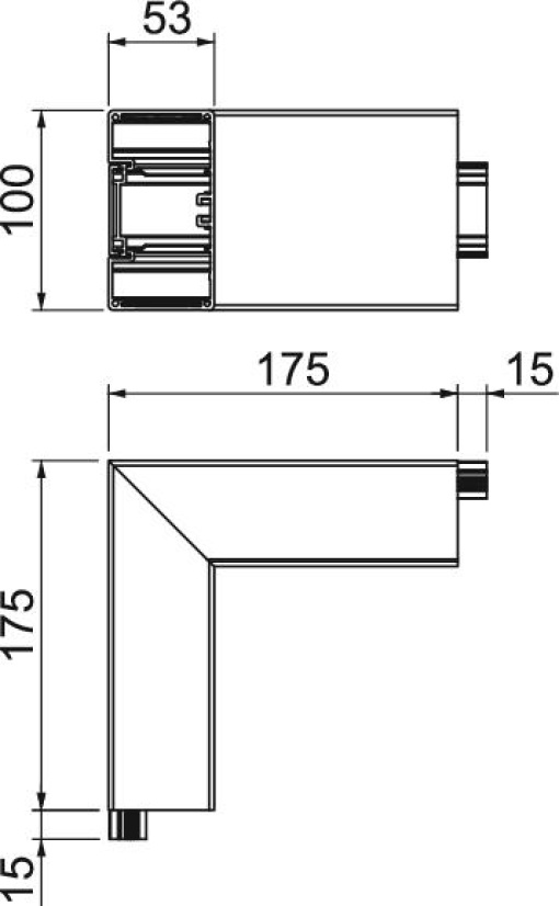 Ângulo externo Alumínio, rígido 53x100x175 Alumínio anodizado