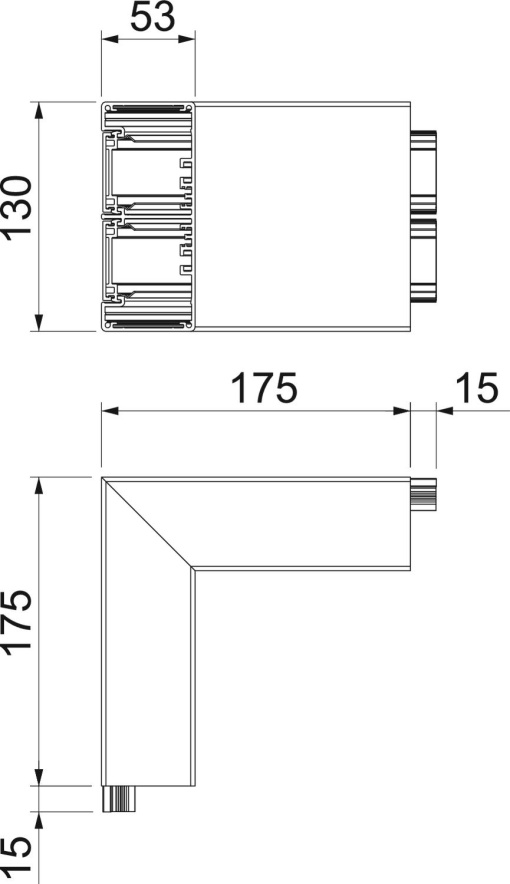 Ângulo externo Alumínio, rígido 53x130x175 Alumínio anodizado