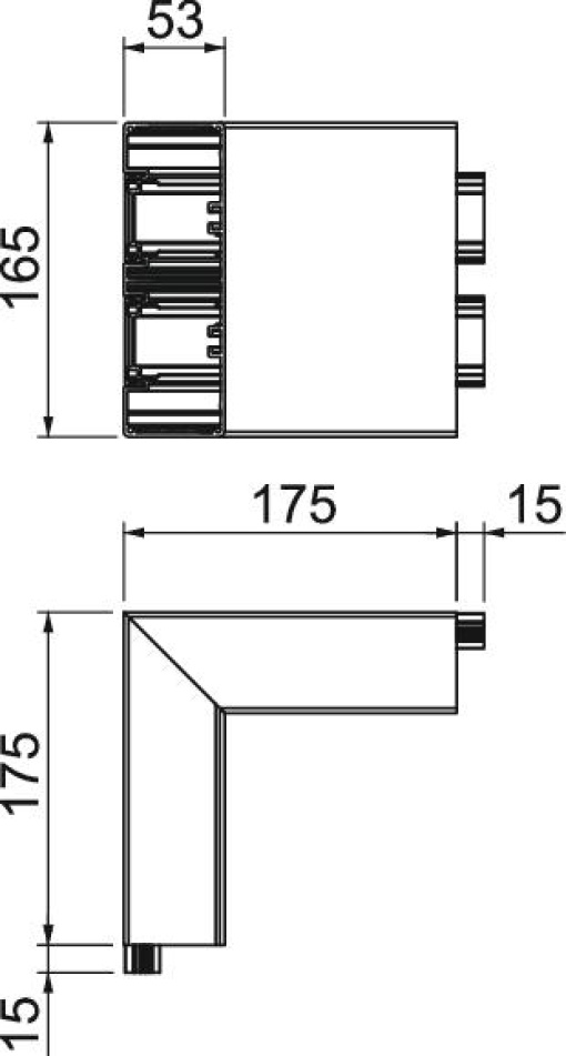 Ângulo externo Alumínio, rígido 53x165x175 Alumínio anodizado
