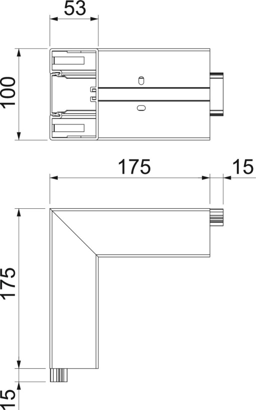 Ângulo externo rígido 189x189x100 Policarbonatoacrilonitrila-butadieno-estireno branco puro RAL 9010