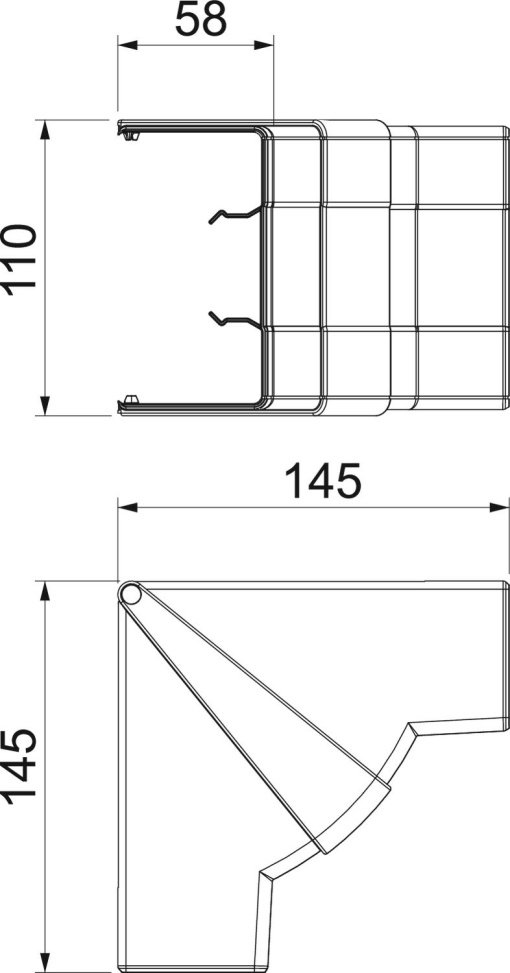 Ângulo interno variável 110x145x145 Policarbonatoacrilonitrila-butadieno-estireno cinzento claro RAL 7035