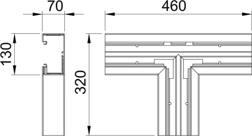 Derivação em T livre halogéneo 70x130 Policarbonatoacrilonitrila-butadieno-estireno branco puro RAL 9010
