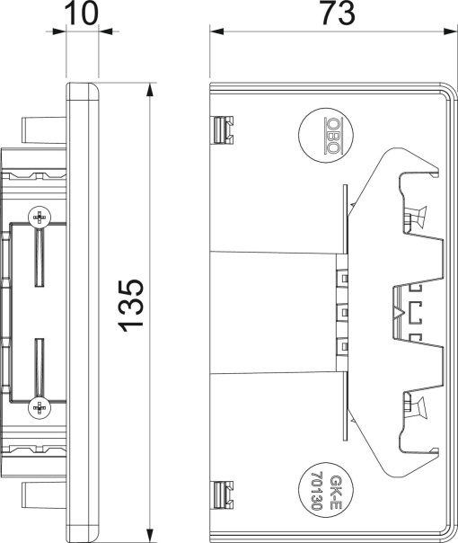 Topo, livre de halogéneo 70x130 Policarbonatoacrilonitrila-butadieno-estireno branco puro RAL 9010
