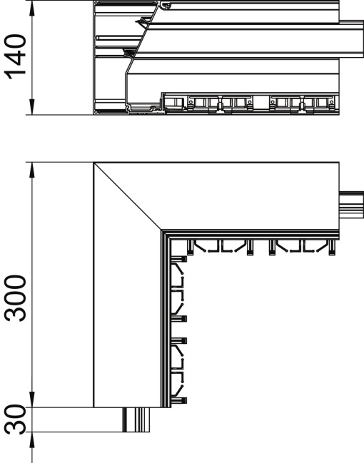 Ângulo interno GAD sem tampa 114x140x300 Alumínio anodizado