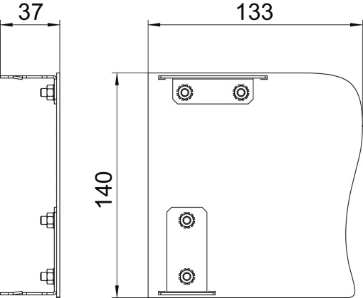 Topo direito GAD Desing Swing 133x140x37 Alumínio anodizado
