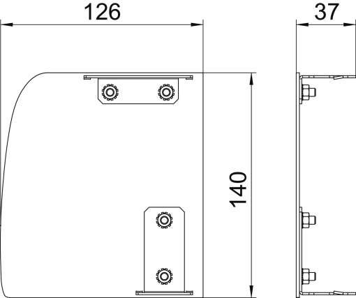 Topo esquerdo GAD Desing Soft 126x140x37 Alumínio anodizado