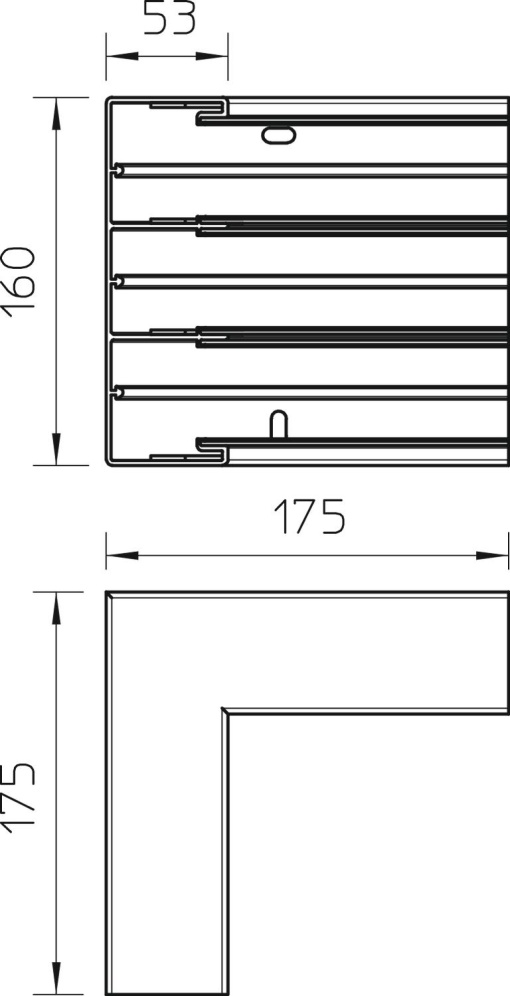 Ângulo interno rígido 53x160mm Policloreto de vinilo branco puro RAL 9010