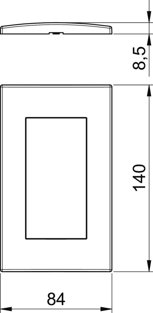 Espelho Modul 45, duplo 84x140mm Policarbonato branco puro RAL 9010