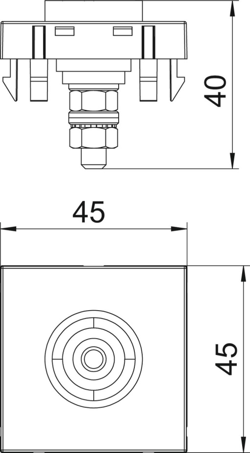 Tomada de equipotencial 45x45mm Policarbonato cinzento antracite RAL 7021