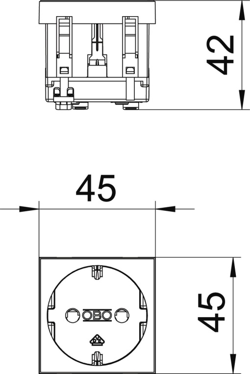 Tomada 0, simples Alvéolos protegidos 250V, 1016A Policarbonato branco puro RAL 9010
