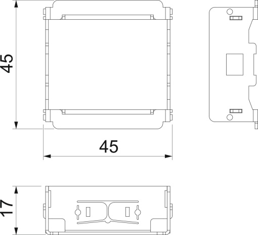 Adaptador para aparelhagem rodada a 90º 45x45mm Aço