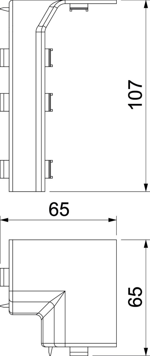 Ângulo interno RAUDUO 40x105 9001 Policloreto de vinilo branco creme RAL 9001