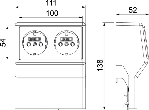 Suporte de aparelhos dupla SL 20x5070 RAL9010 Policloreto de vinilo branco puro RAL 9010