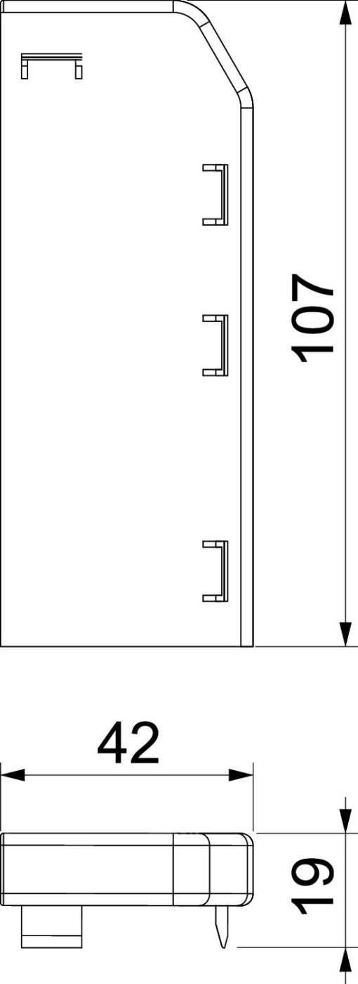 Topo direito RAUDUO 40x105 R 9010 Policloreto de vinilo branco puro RAL 9010