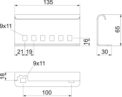 União para escada 135x65x30 Aço galvanizado por imersão a quente após maquinação