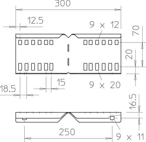 União curva para caminhos de cabos escada 114x300 Aço galvanizado pelo método Sendzimir