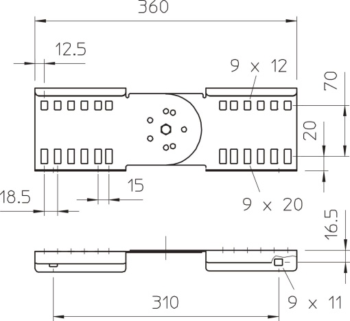 União articulada para caminho de cabos escada 114x360 Aço Galvanizado por imersão a quente após maquinação 85µm