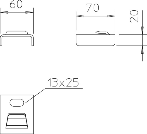 Suporte de ligação, escada para manutenção de funções 70x60x20 Aço galvanizado por imersão a quente após maquinação