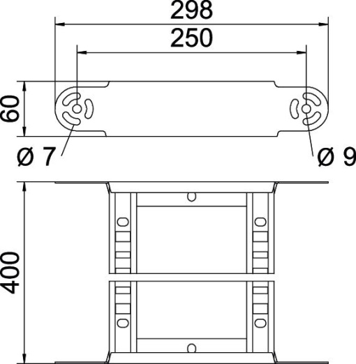Elemento do ângulo regulável para caminhos de cabos escada 60x400 Aço galvanizado pelo método Sendzimir