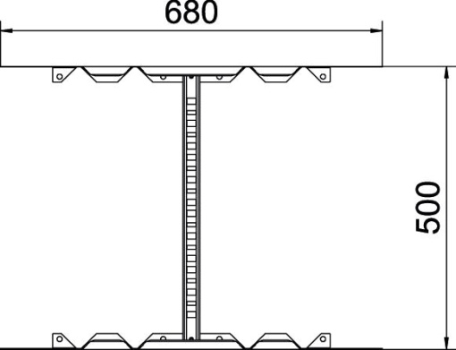 União multifuncional para caminhos de cabos escada 110x500 Aço galvanizado pelo método Sendzimir