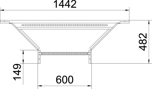 Derivação simples para caminhos de cabos escada 60x600 Aço galvanizado pelo método Sendzimir