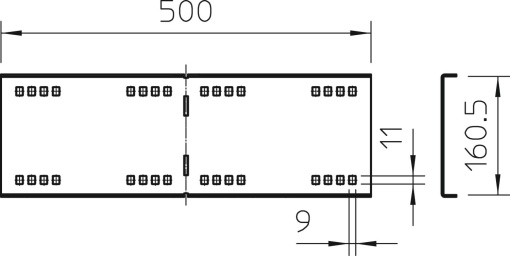 União curva para sistema grandes vãos 160 160x500 Aço galvanizado pelo método Sendzimir