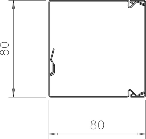 Calha com base perfurada 80x80x2000 Aço galvanizado pelo método Sendzimir