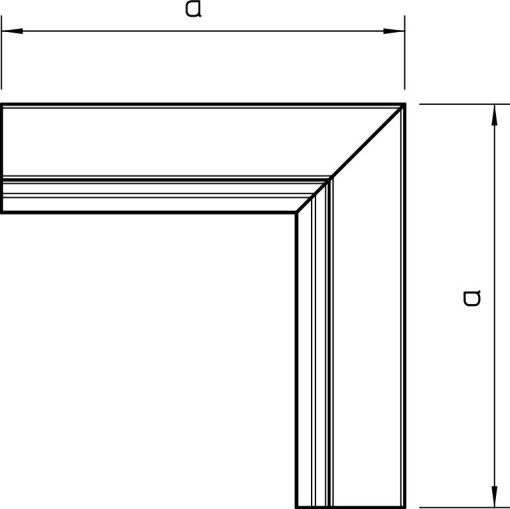 Ângulo interno 60x60mm Aço com galvanização contínua  com revestimento de plástico branco puro RAL 9010